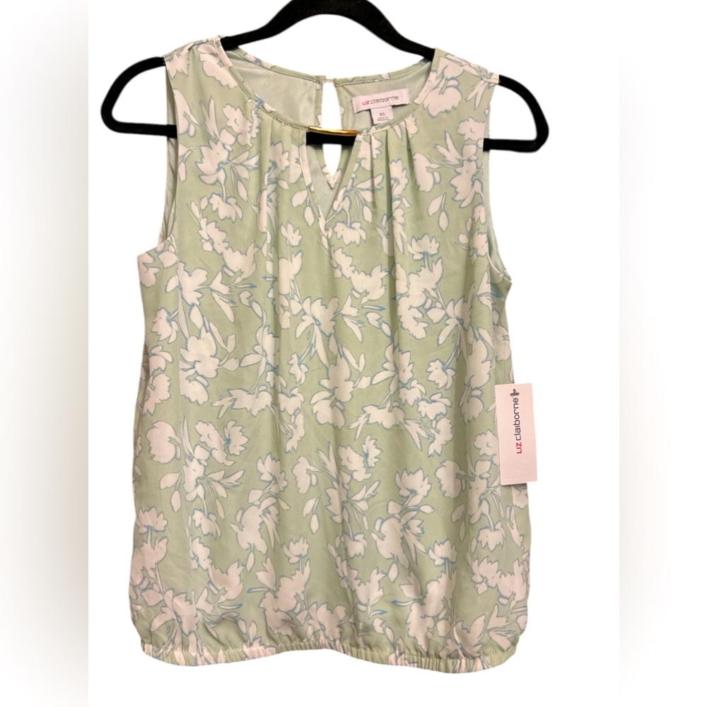 Liz Claiborne Women’s Top Size XS Seagreen Floral Sleeveless